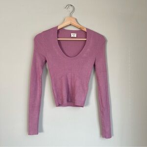 Abercrombie & Fitch Long Sleeve Slim Scoop Neck Sweater Size XS Mauve Pink NWT